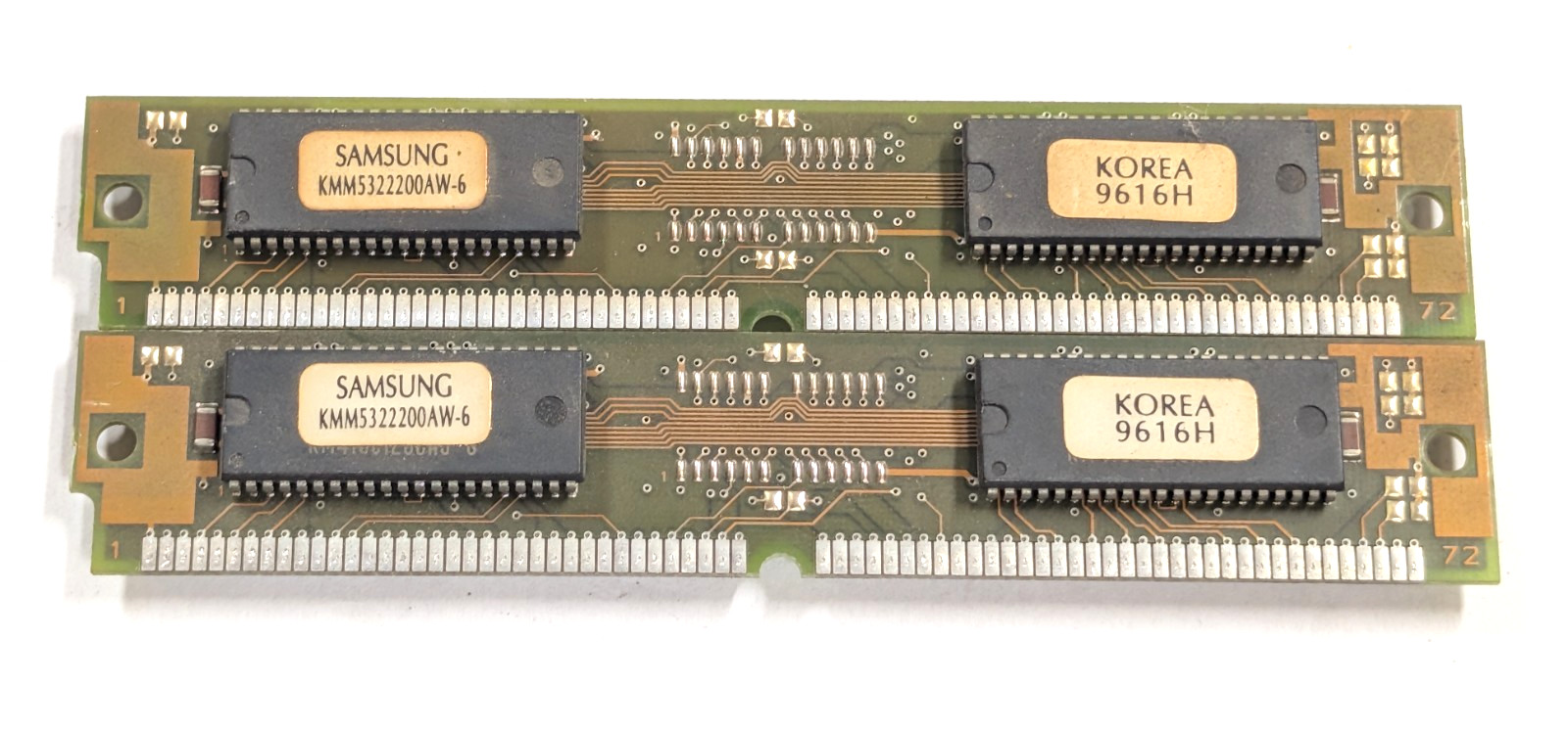 Vintage Samsung KMM5322200AW-6 72-Pin SIMM 16MB Kit (2x8MB) - Sold As-Is