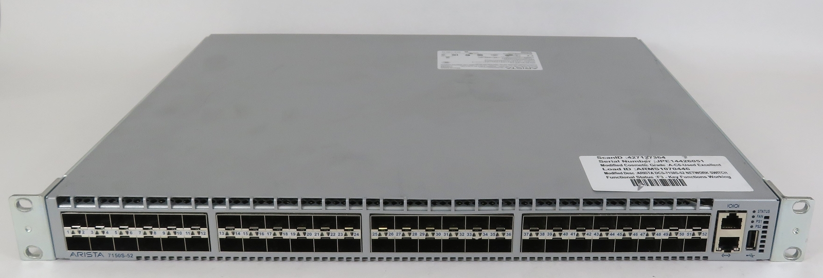 Arista DCS-7150S-52 52-Port 10GbE SFP+ Layer 3 Switch (Rear-Front Airflow)