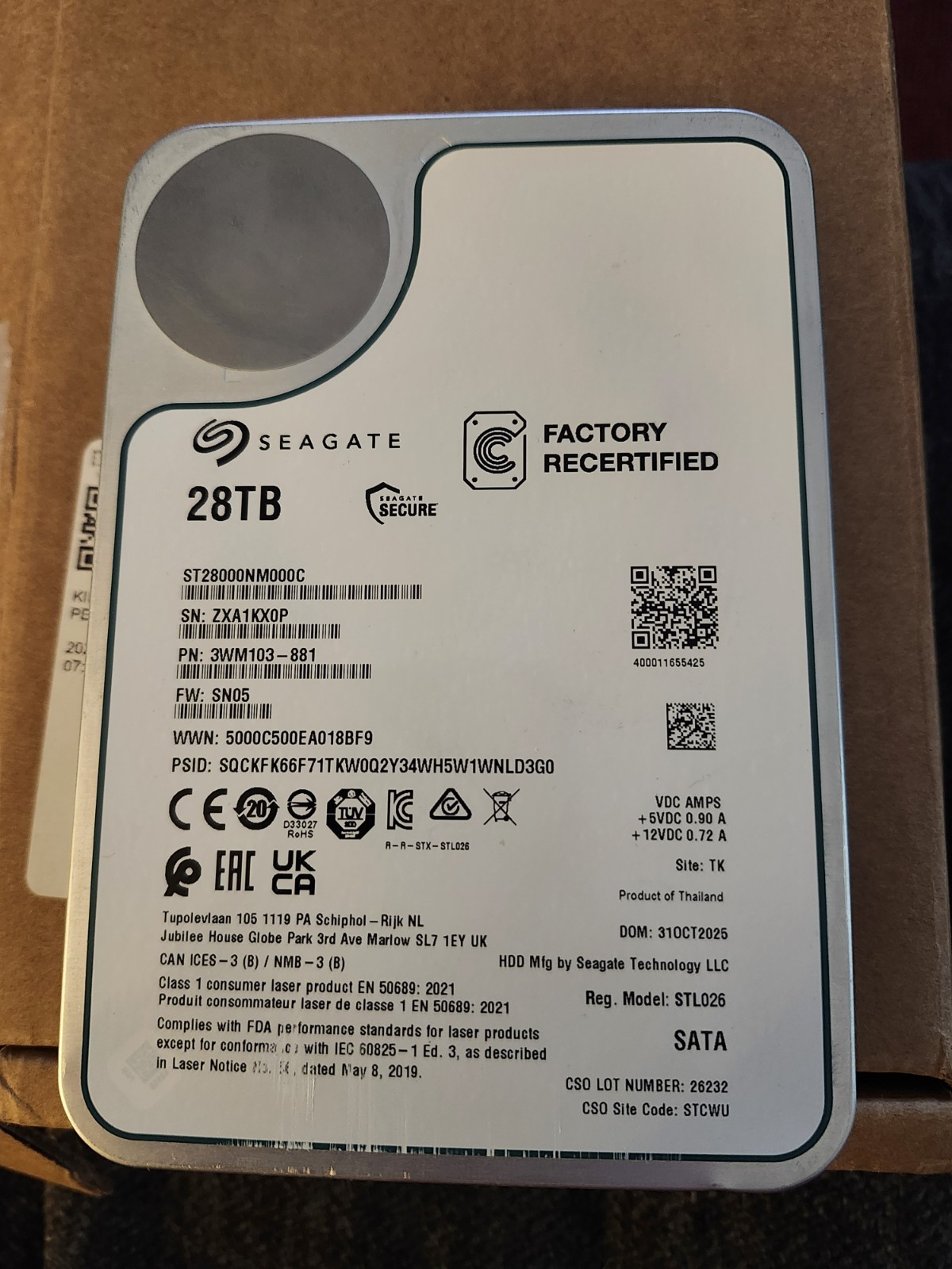 *FOR PARTS* - Seagate Exos 28TB SATA 3.5" HDD (ST28000NM000C)