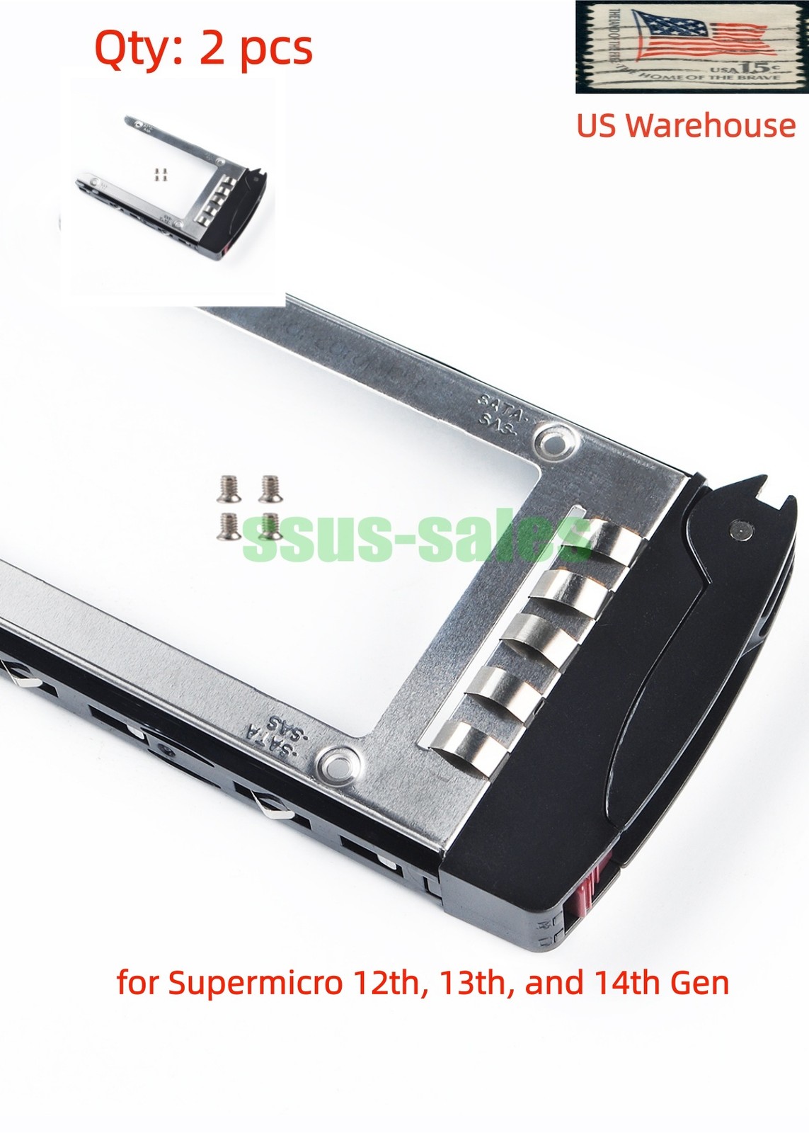 2pcs MCP-220-00047-0B 2.5" Tray Caddy Gen 3 Black for SuperMicro 12 13 14th Gen