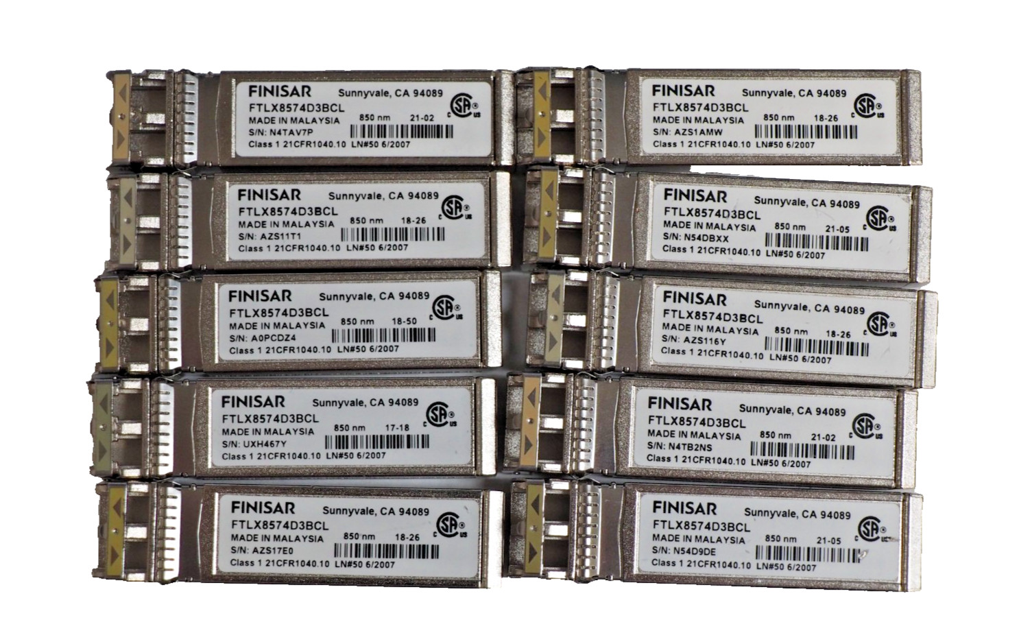 Lot of*26 Finisar FTLX8574D3BCL -GM 10G SFP+ SR Base Optical Transceiver