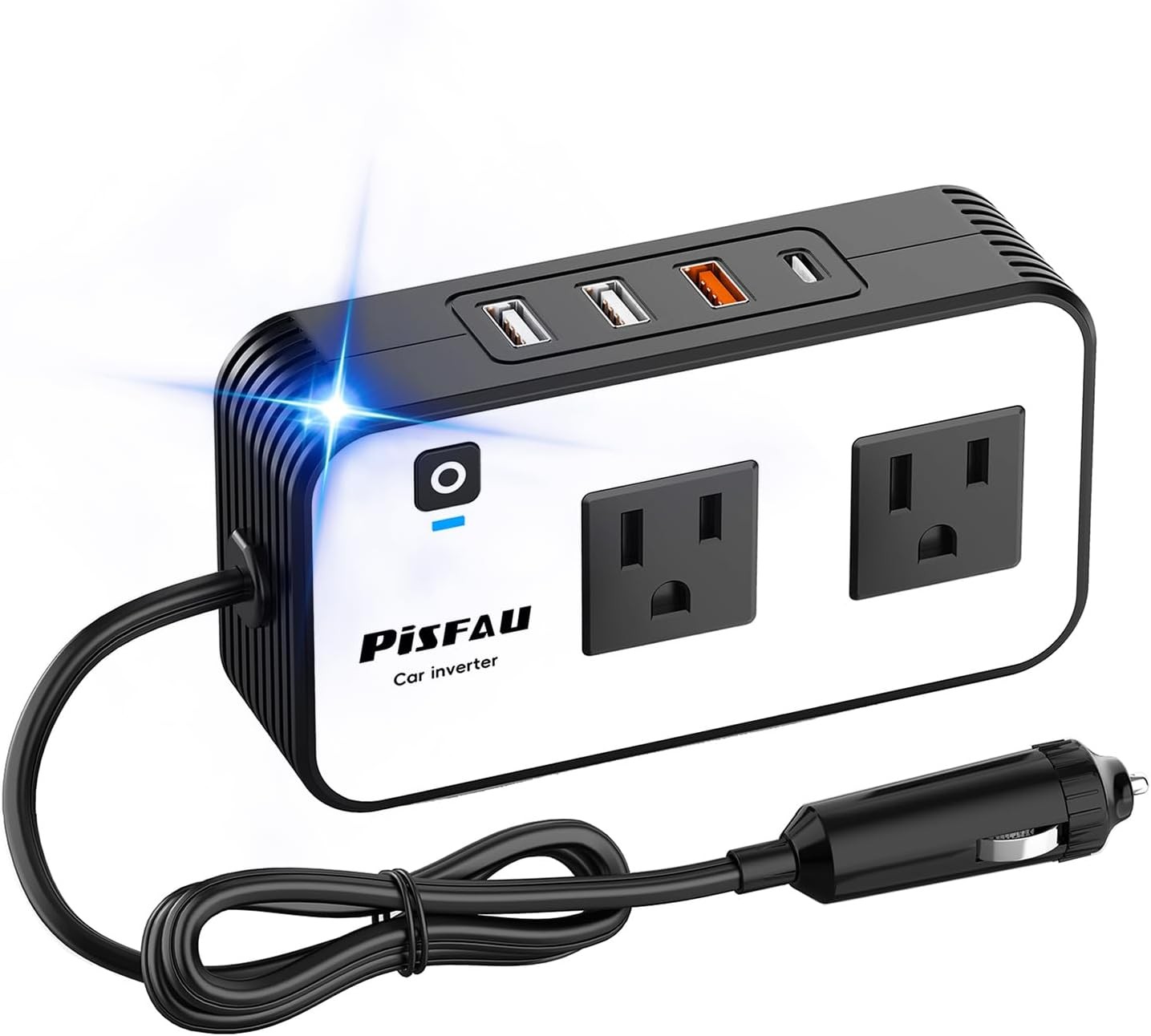 PiSFAU 200W Car Power Inverter 12V to 110V USB C Charger