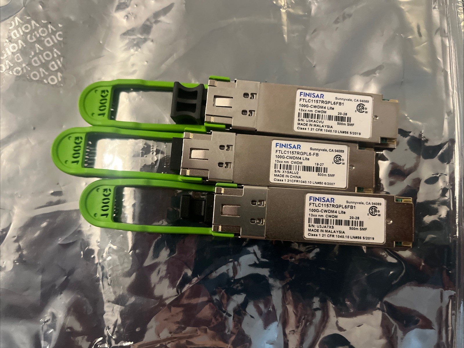 3 X Finisar FTLC1157RGPL6FB1 100G-CWDM4 Lite Transciever