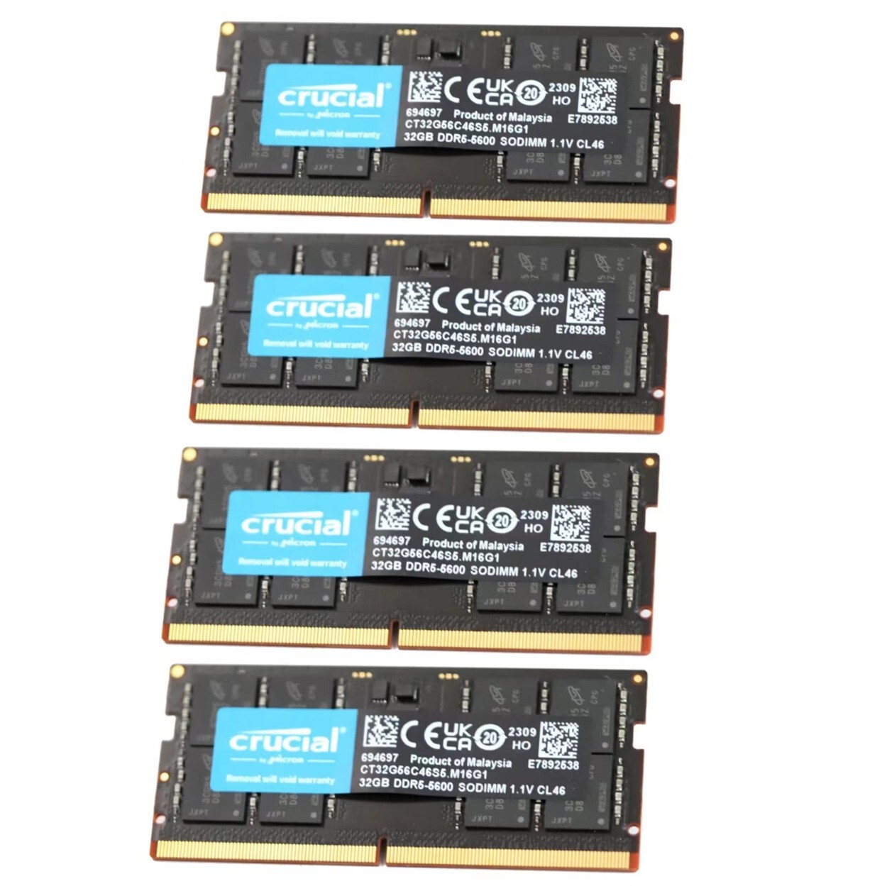 New Crucial 128GB (4X32GB) DDR5 5600MHz PC5-44800 SODIMM Memory Ram CT32G56C46S5