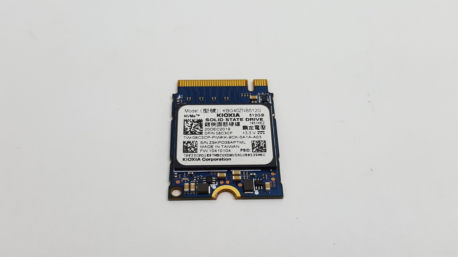 Kioxia KBG40ZNS512G 512 GB NVMe 30mm Solid State Drive