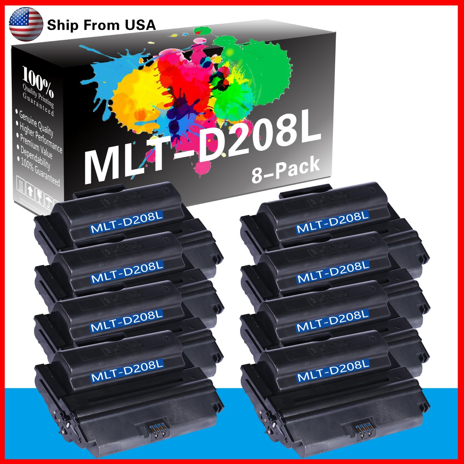 8PK MLT-D208L D208L Toner Cartridge for Samsung SCX-5635FN SCX-5835FN