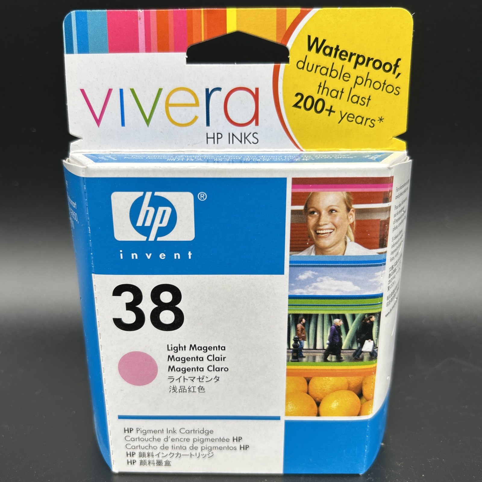 HP 38 Vivera Light Cyan C9406A Pigment Ink Cartridge New Sealed