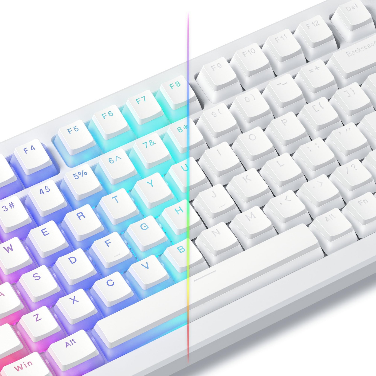129 PCS White Pudding OEM Profile Double Shot PBT Keycaps Cherry MX