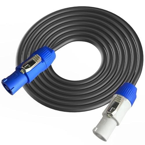 Powercon Extension Cable 12AWG 3 Pin Male-to-Female 15FT Black