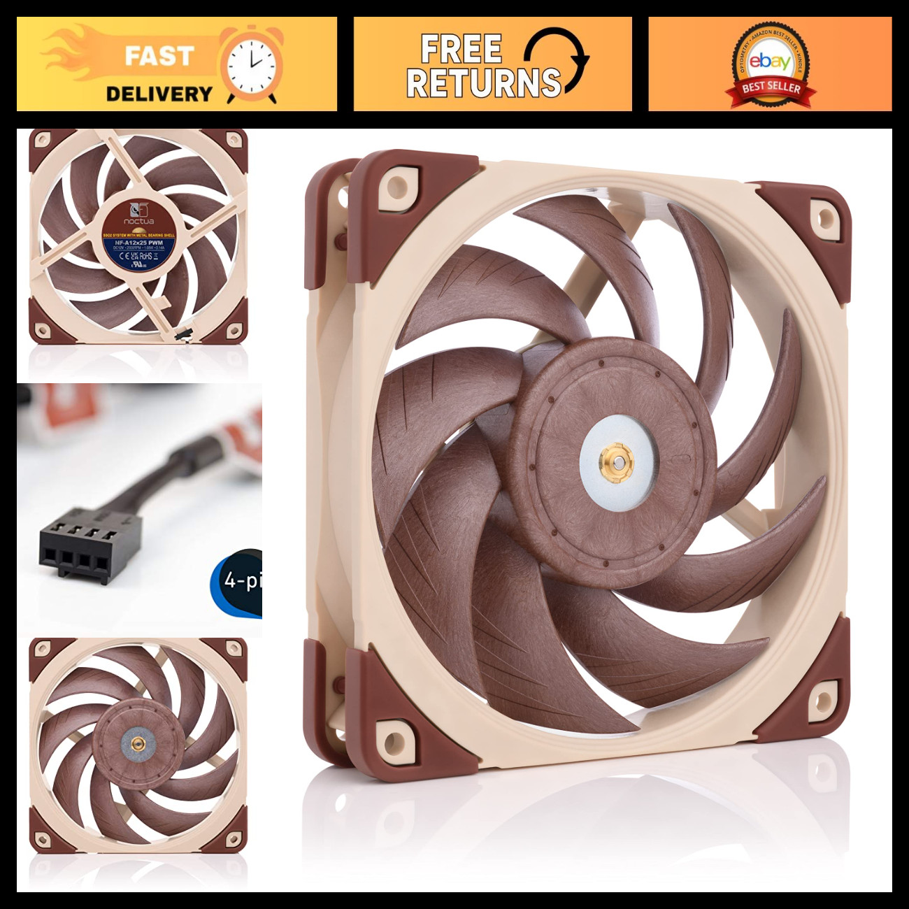 High-Performance 120mm PWM Quiet Cooling Fan - Low Noise, Efficient Airflow