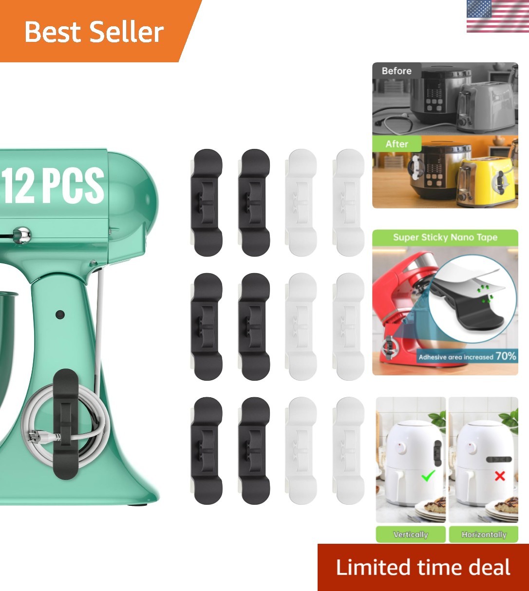12PCS Cord Organizer for Appliances, Upgraded Appliance Cord Wrap | Cord Hold...