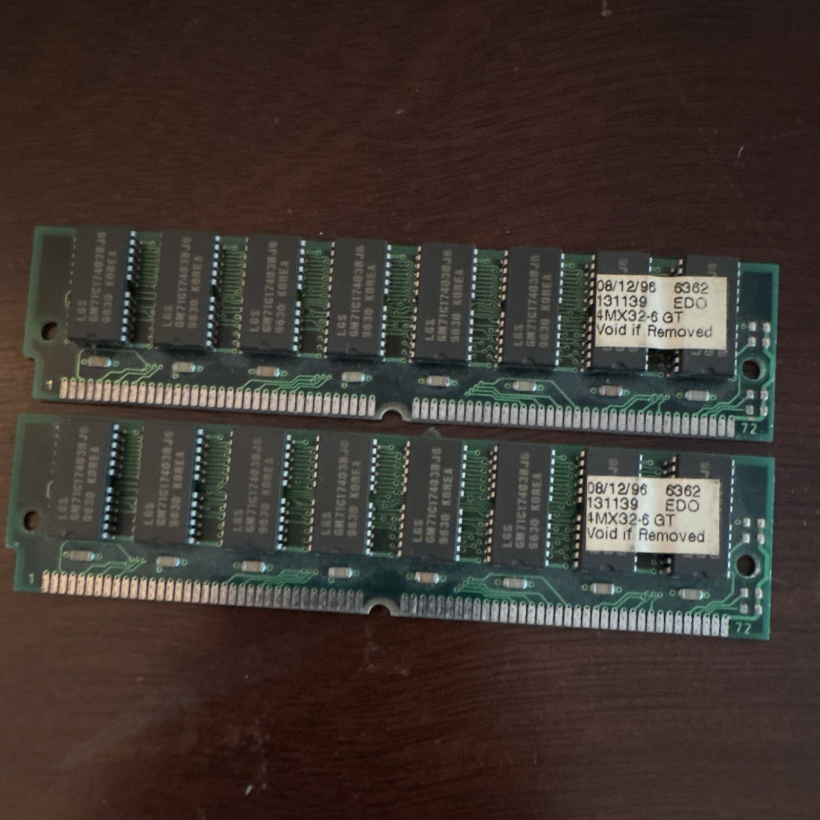 LG 32MB (2x16MB) 72-Pin EDO SIMM RAM Modules 4MX32-6 GT GM71C17403BJ6