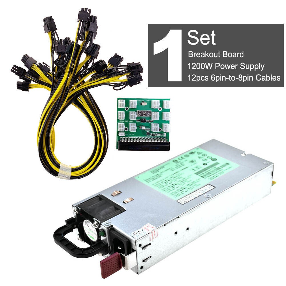 DPS-1200FB A 1200W PSU Power Supply Kit for PC Mining Breakout Board 12pcs 6pin-