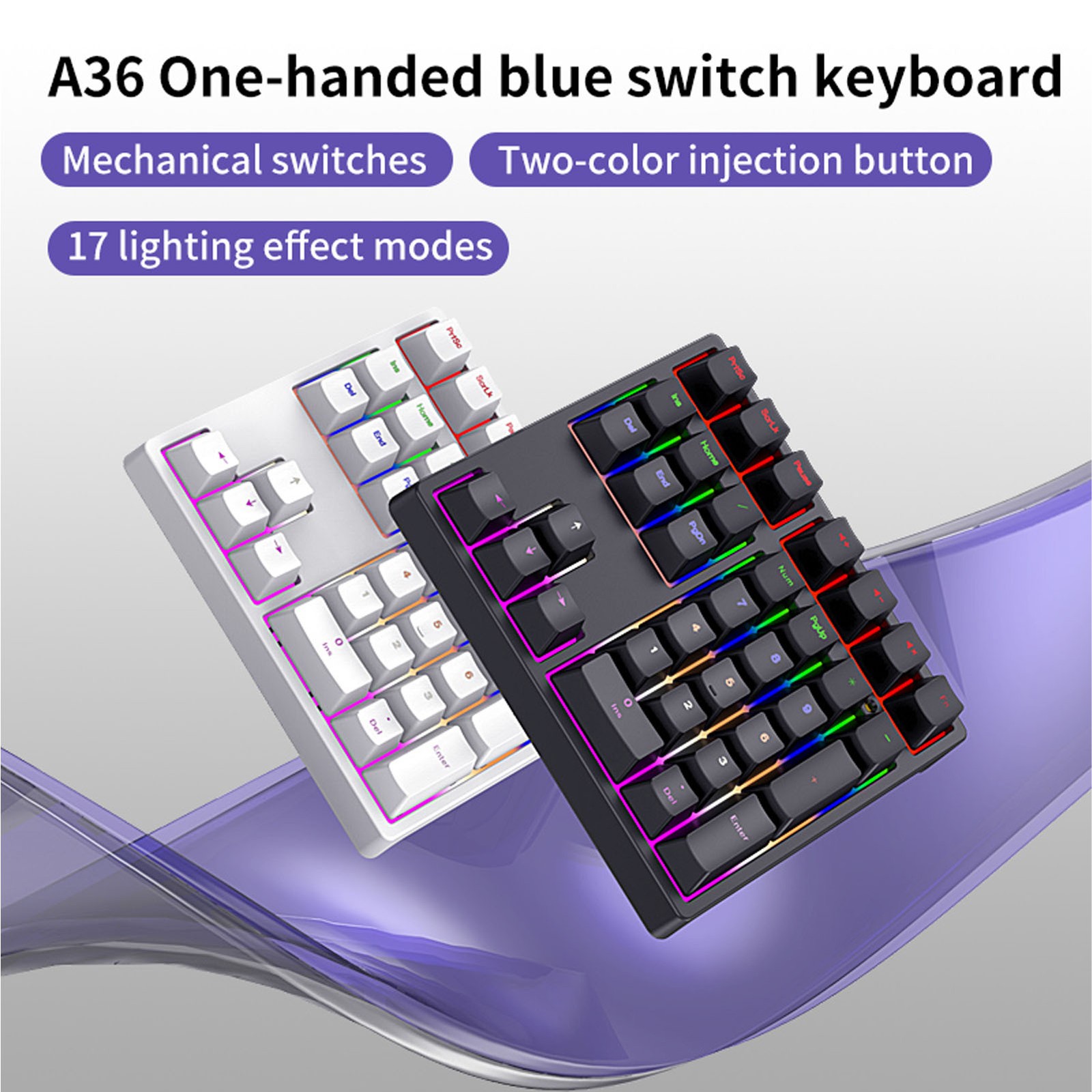 Wired Mechanical Number Pad USB C 34 Keys Numeric Keypad With RGB Backlit F ATRX