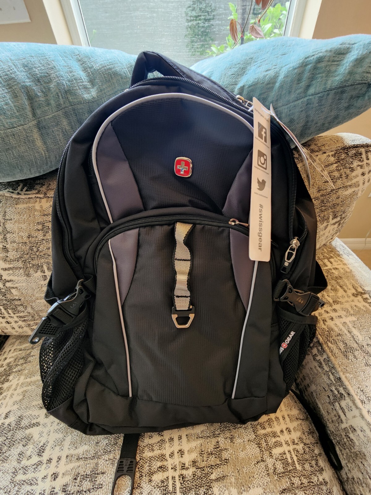 SWISSGEAR 6681 Laptop Backpack Black Gray NWT 16in TSA Smart Scan Travel Bag