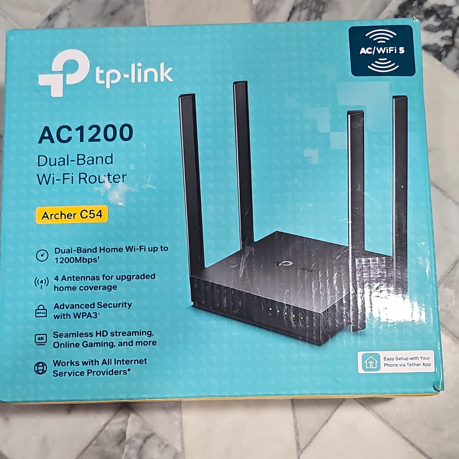 TP-LINK Archer C54 AC1200 Dual-Band MU-MIMO WPA3 4-Port 100Mbps Black