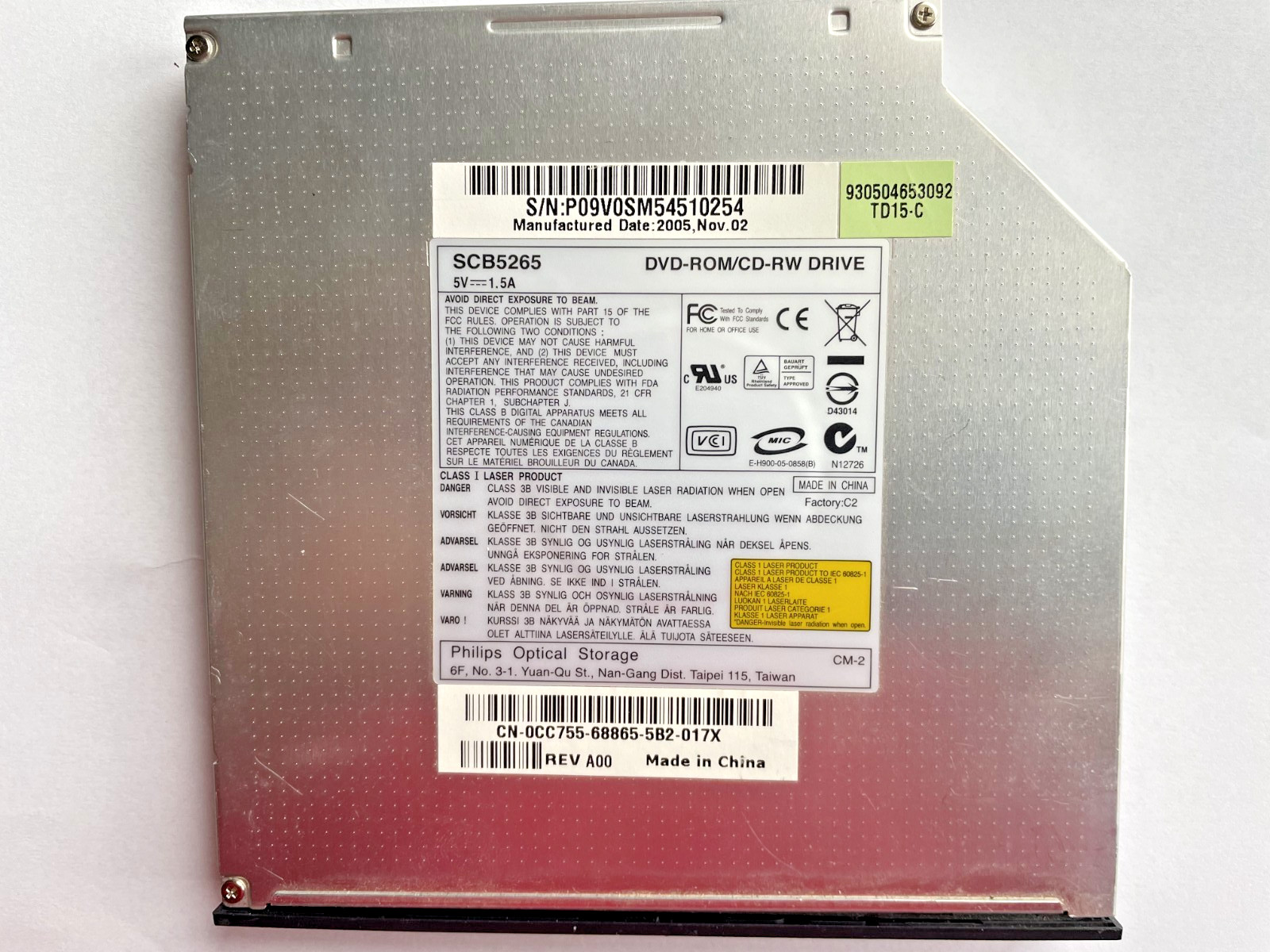 Philips SCB5265 DVD/CD-RW SlimLine IDE Combo Optical Drive