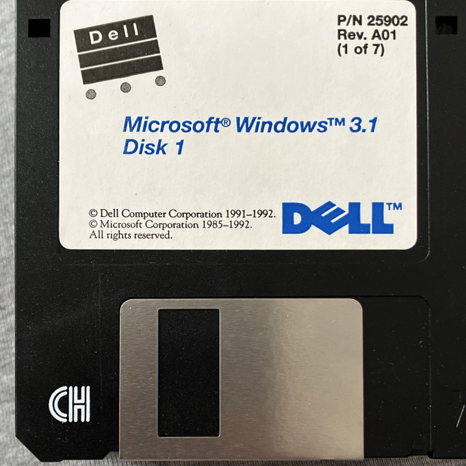 Vintage 1992 Dell Microsoft Windows 3.1 3.5" Floppy Disk Operating System Set