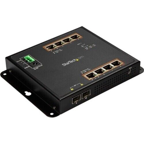 StarTech.com Gigabit Ethernet Switch - 8 Port PoE+ plus 2 SFP Ports - Industrial
