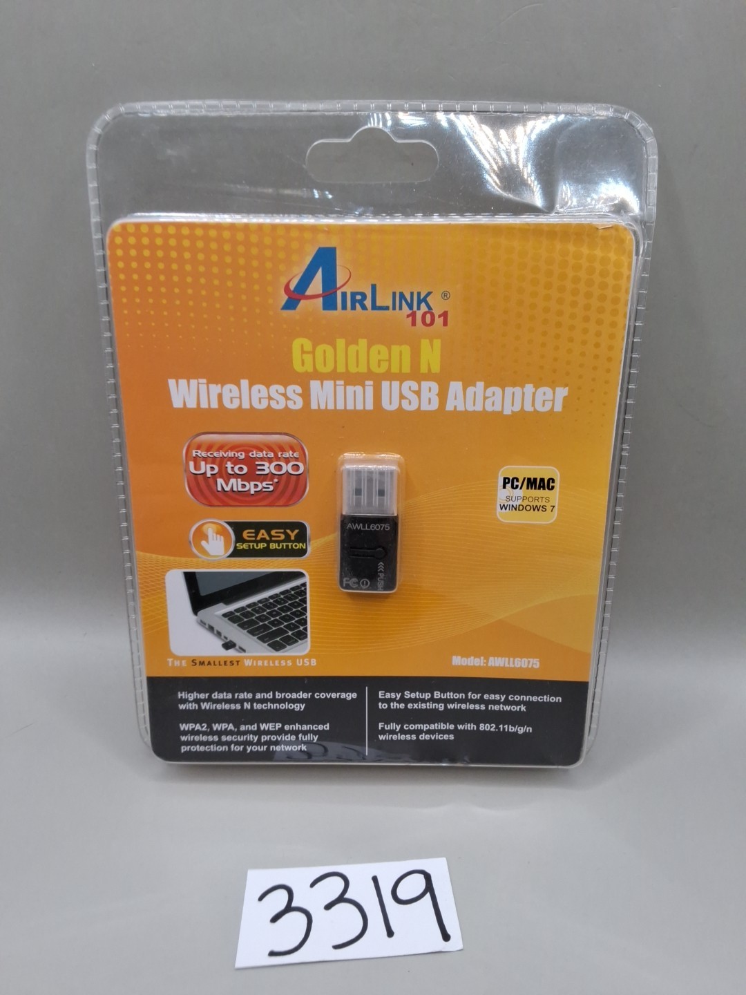 Airlink 101 Golden N Wireless Mini USB Adapter AWLL6075 