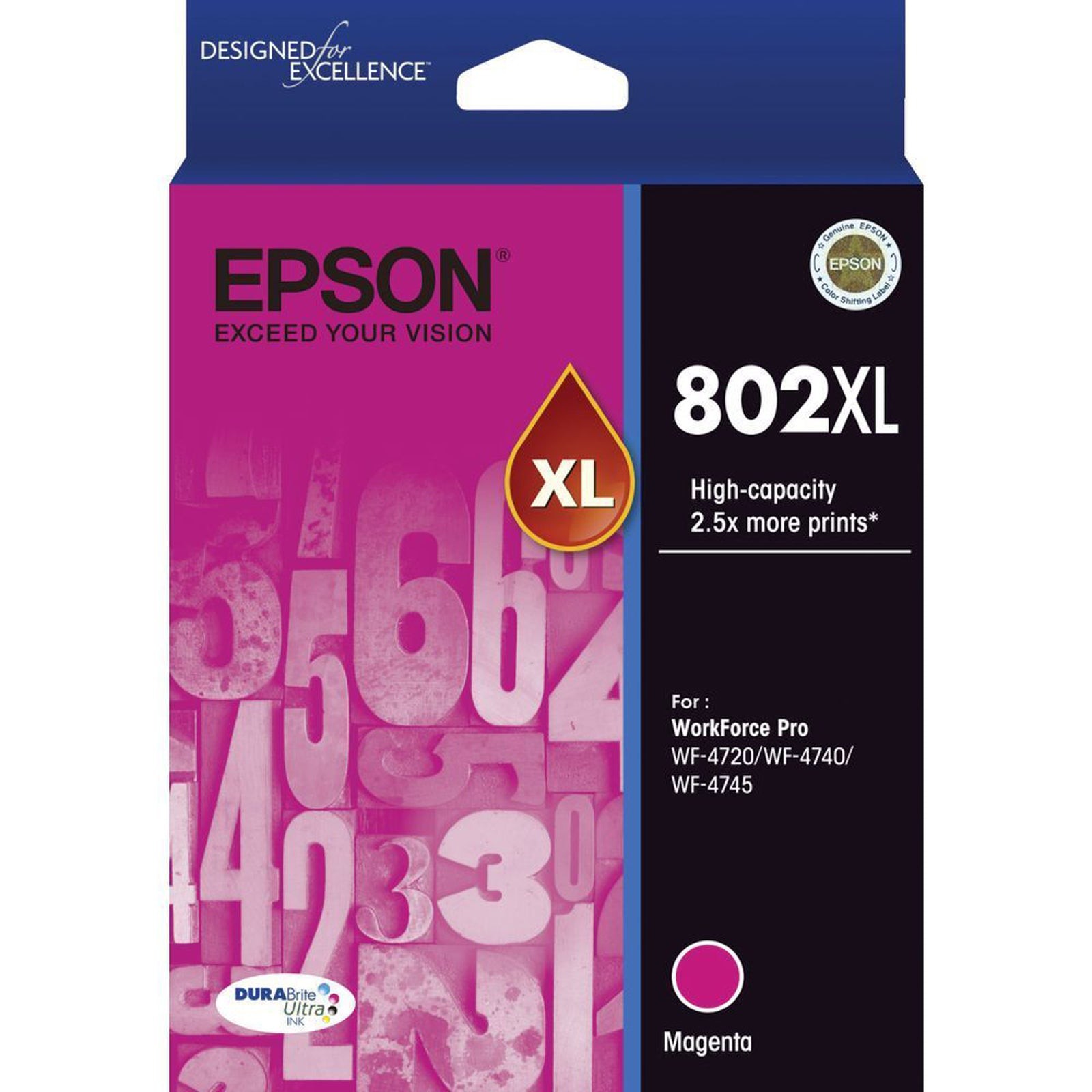 AU GENUINE Original Epson 802XL Magenta High Capacity Ink Cartridge Toner