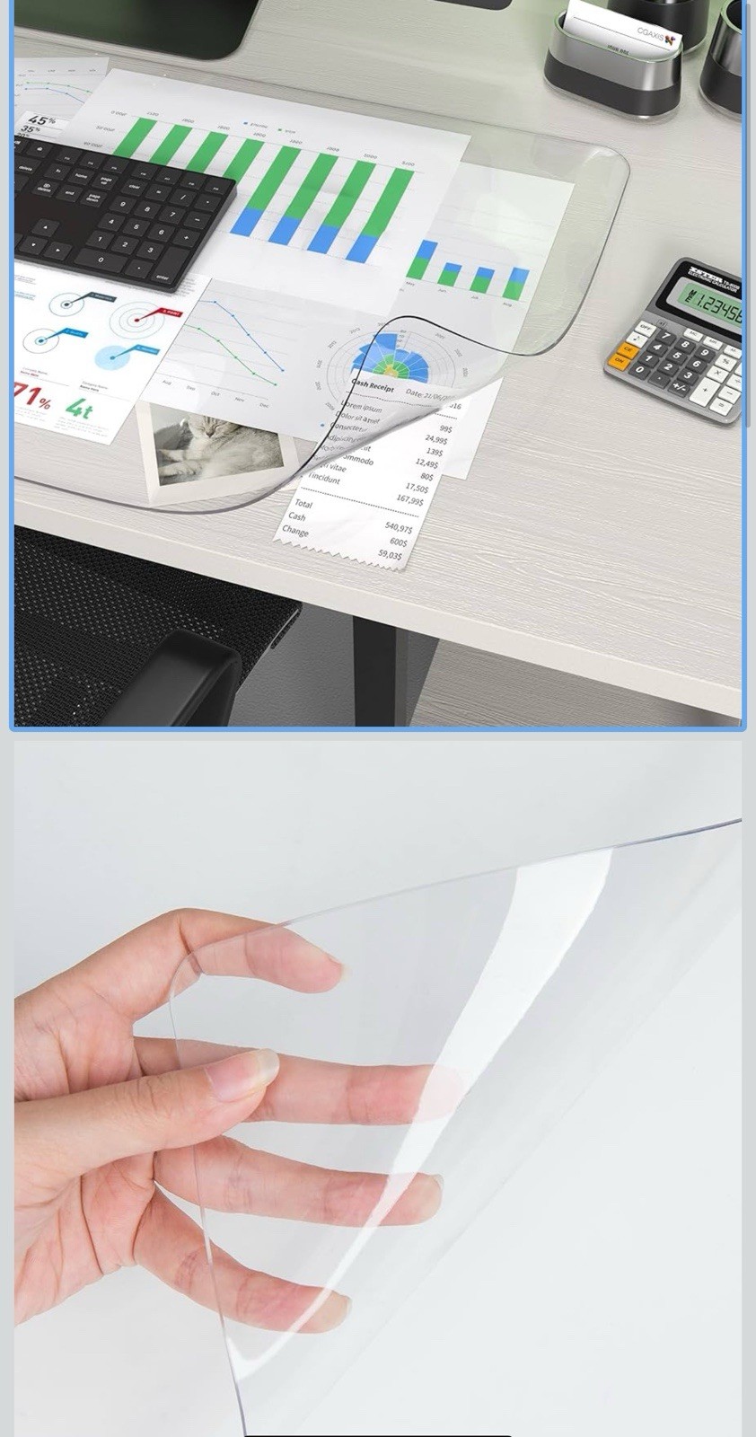Almohadilla de escritorio oficina tapete de escritorio almohadilla Trasparente