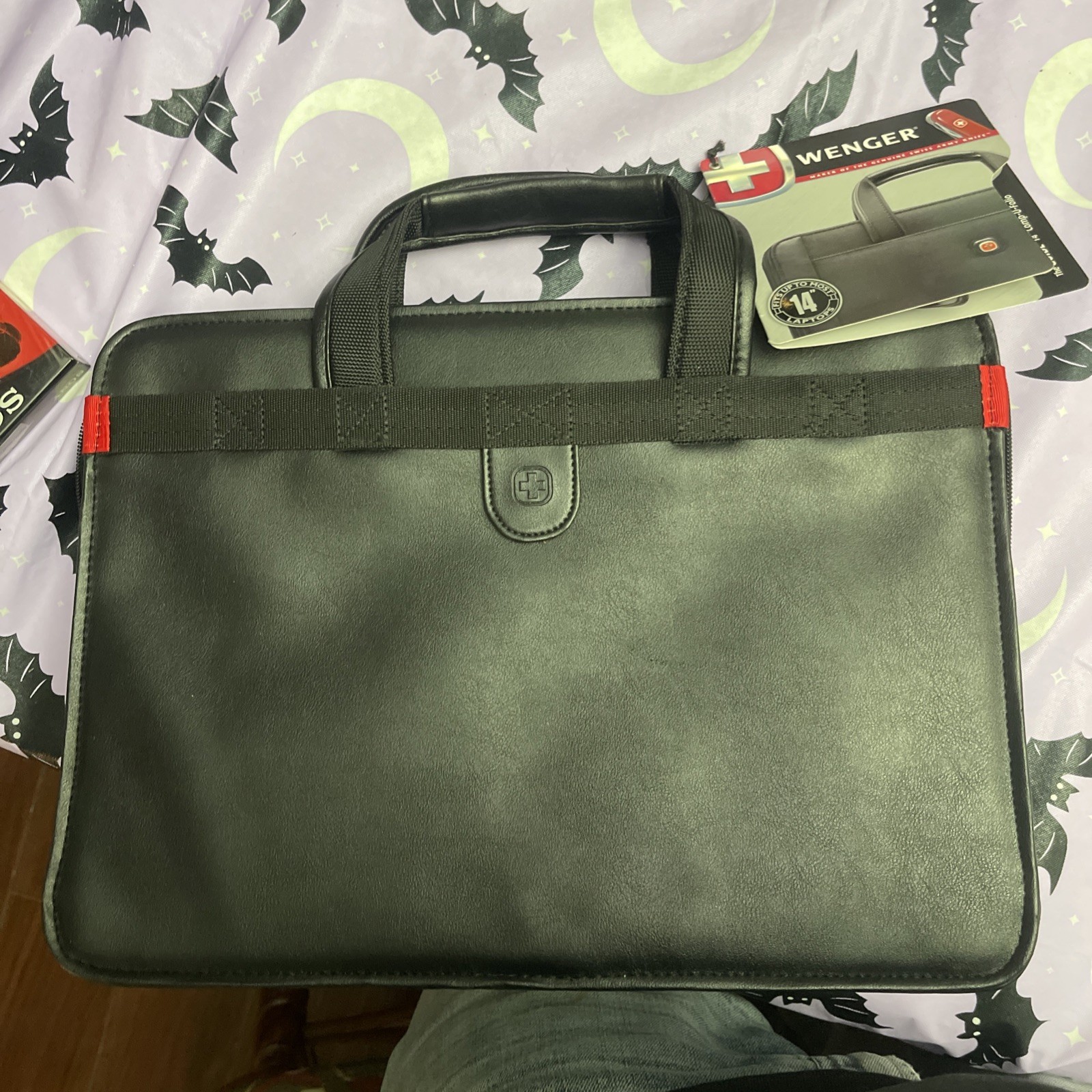 Swiss Gear Wenger Black Leather 14" Pro-Folio Briefcase Calculator New Nice