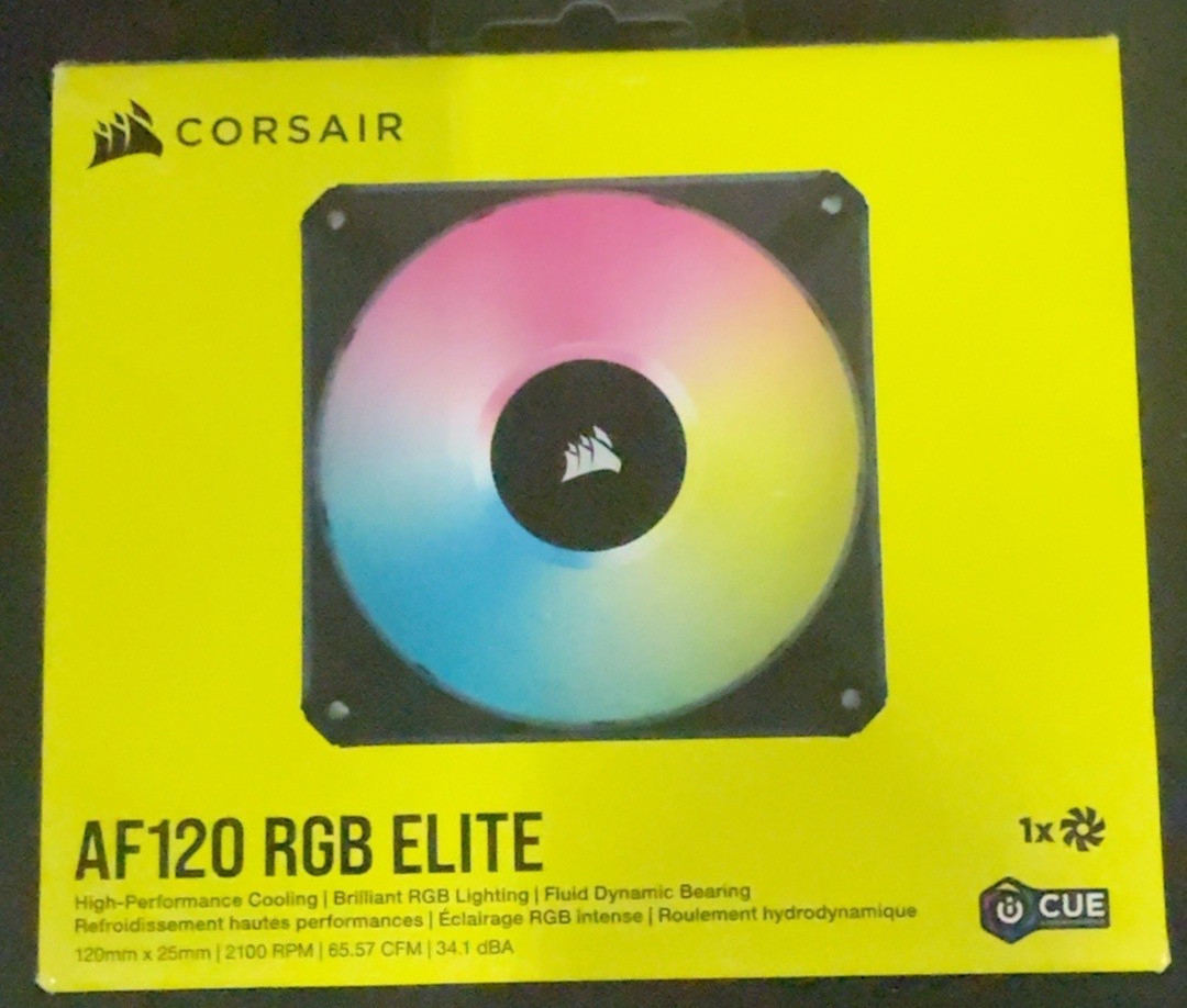 Corsair AF120 RGB ELITE 120mm PWM iCUE 8-LED Case Fan Black CO-9050153-WW