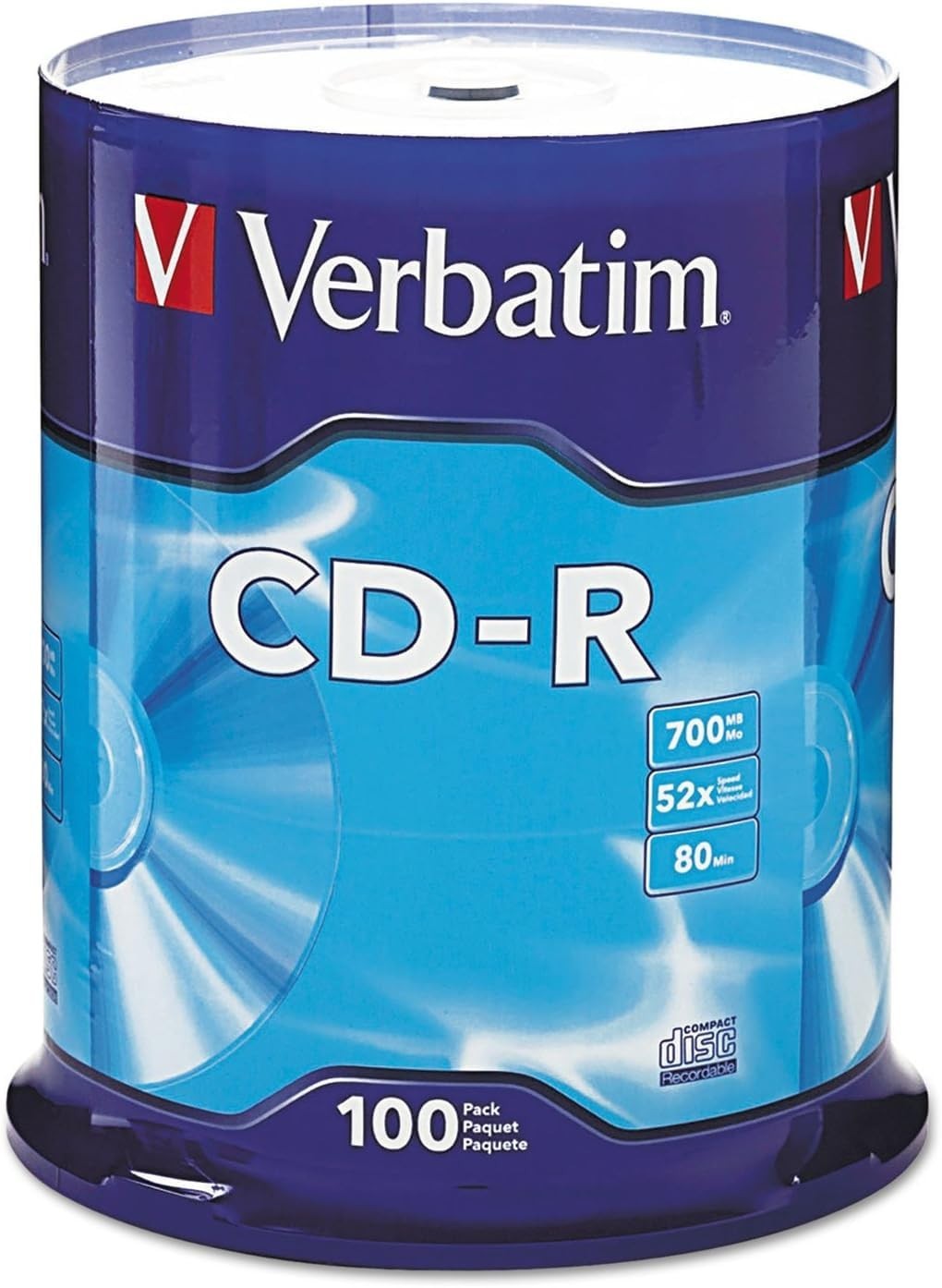 100 Pack CD-R Blank Discs 700MB 80 Min 52X Recordable for Data & Music Storage