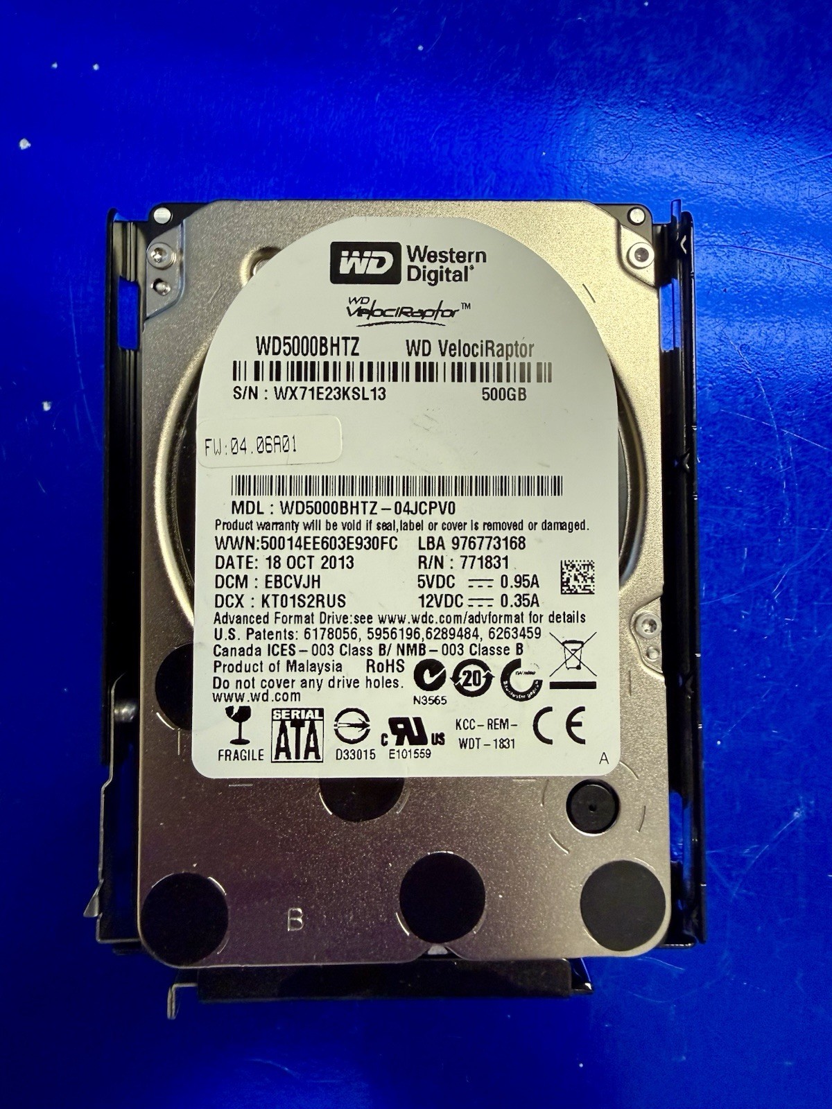 WD VelociRaptor WD5000BHTZ 500GB 10kRPM 64MB Cache SATA3 2.5" 