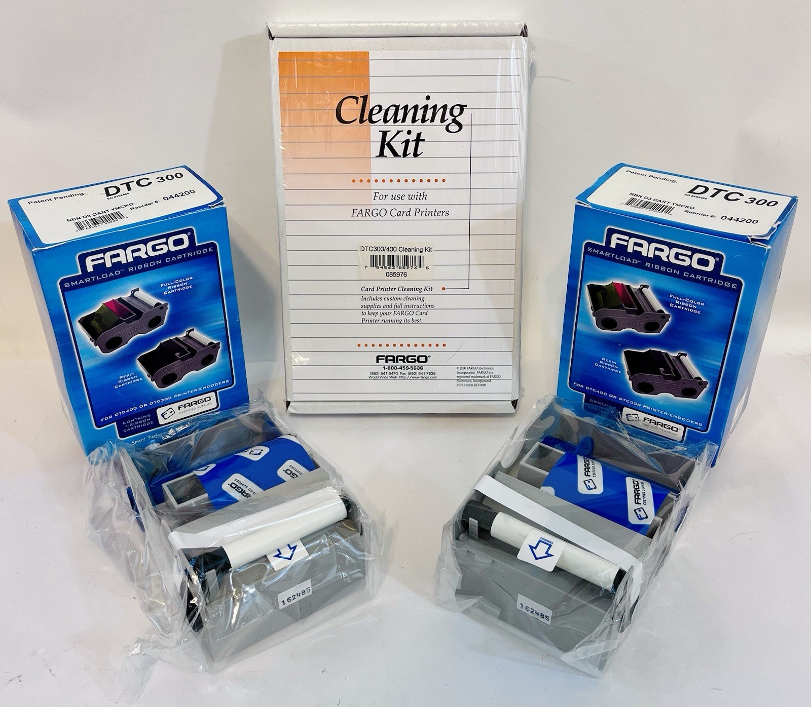 2X FARGO C30 COLOR RIBBON YMCKO 250 IMAGES 044200 + FARGO CLEANING KIT - SEALED