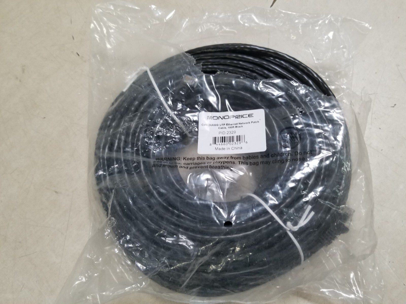 MONOPRICE 2329 Patch Cord, Cat 6, Booted, Black, 100 ft