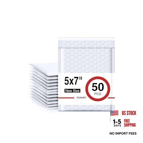 Bubble Mailers 5x8.6" 50 Pack Waterproof Padded Envelopes 5x8.6" 50PC White