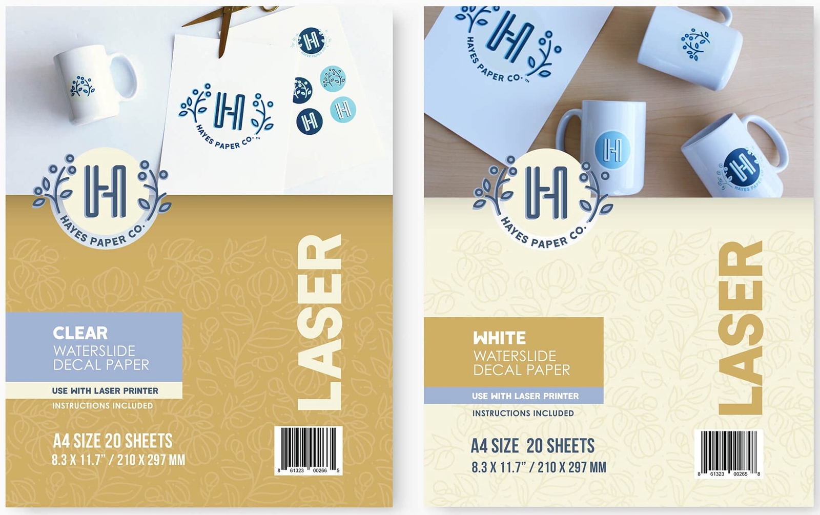 Hayes Paper, BUNDLE Waterslide Decal Paper LASER CLEAR 20 Sheets AND WHITE 20...