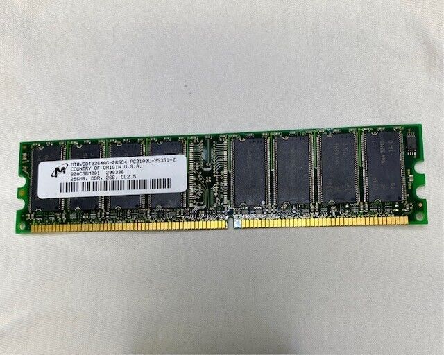 Micron MT8VDDT3264AG-265C4 PC2100U-25331-Z 256MB DDR 266MHz PC Memory RAM Stick