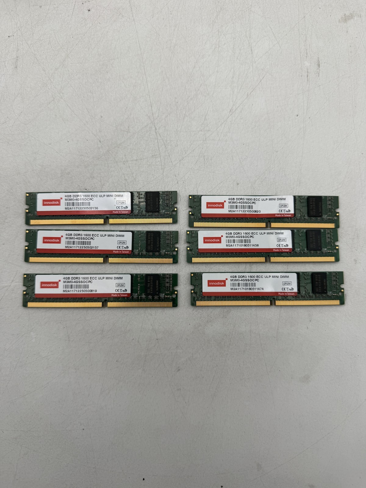 LOT OF 6 Innodisk 4GB DDR3 1600 ECC ULP Mini-DIMM RAM M3M0-4GSSOCPC Untested