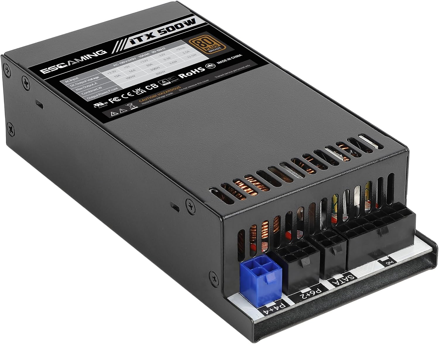 Fully Modular 80 plus Gold ITX 500W Power Supply, APFC 90-264V