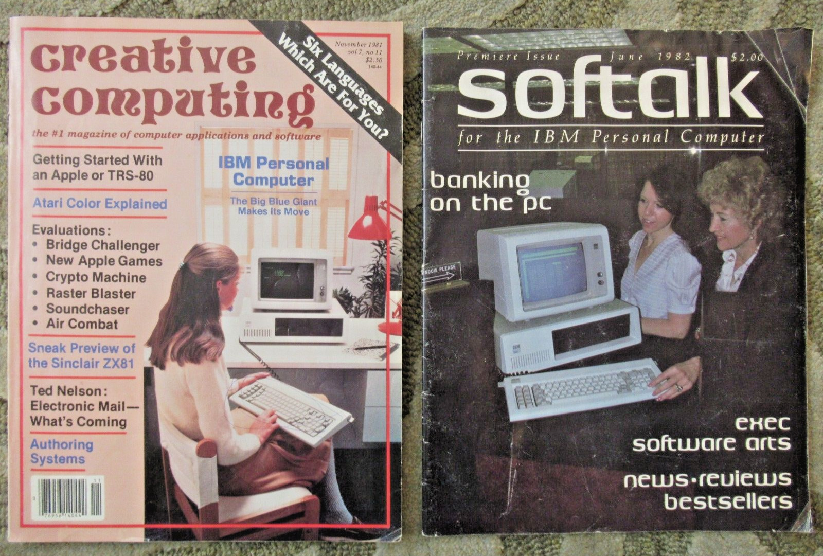 CREATIVE COMPUTING & SOFTALK Magazines, 1981 & 1982, Soft Covers, 288 & 60 Pages