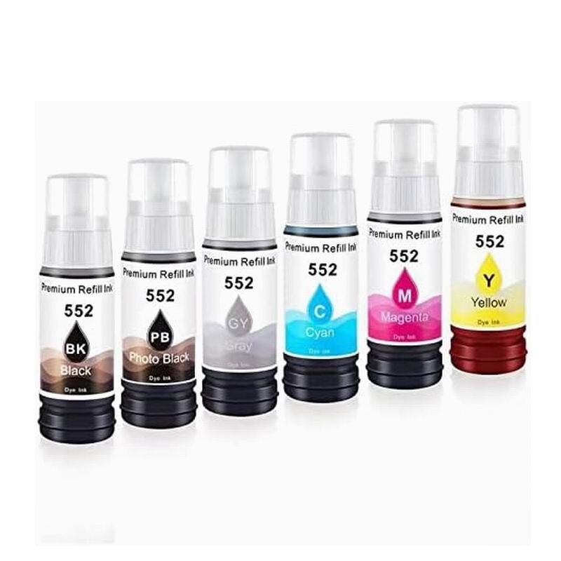 6PK 552 Ink Refill Bottles for Epson Ecotank ET-8550 ET-8500(BK/PBK/C/M/Y/GY)