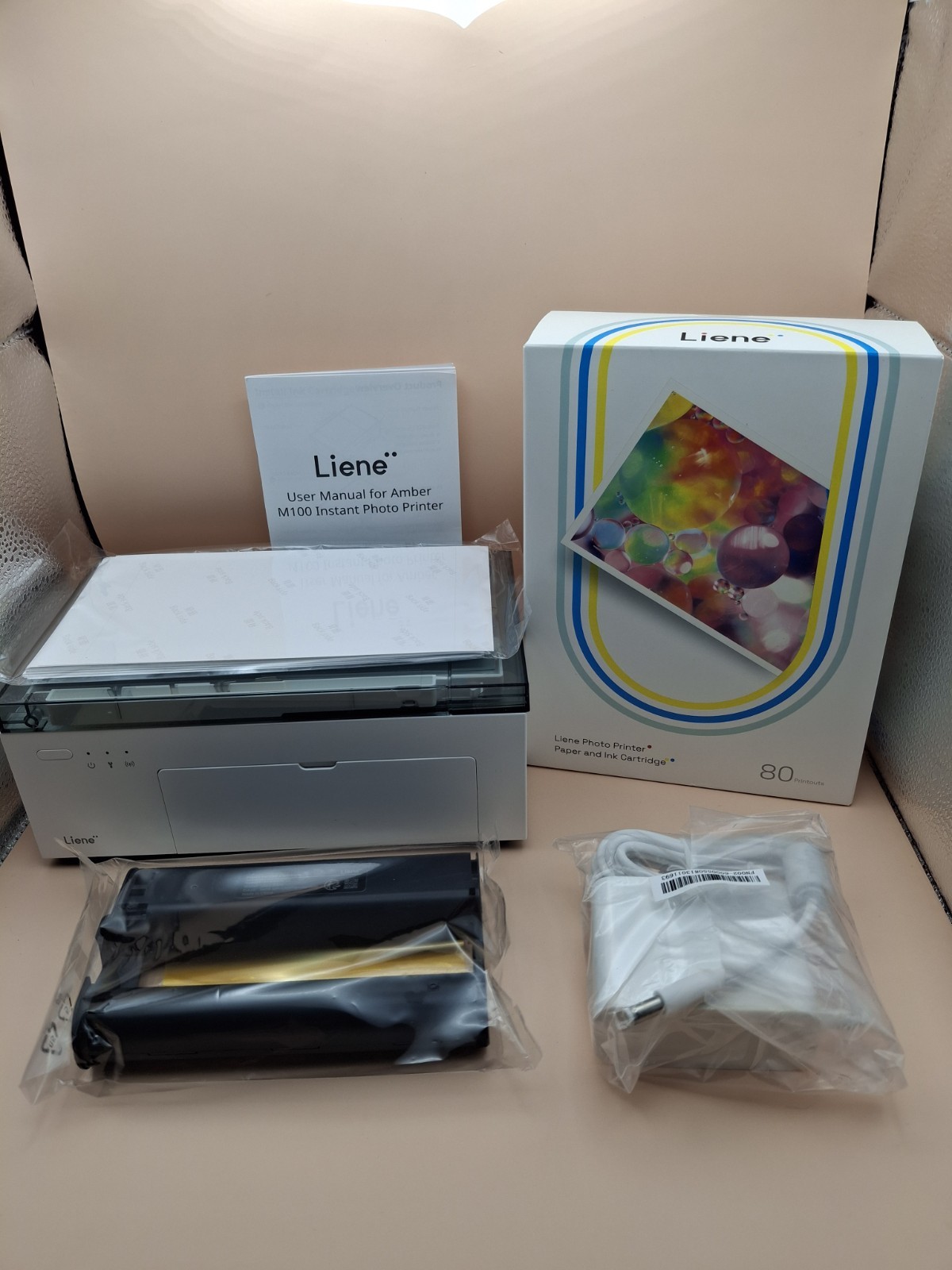 Liene Amber M100 Instant Photo Printer Bundle - Printer & Paper 