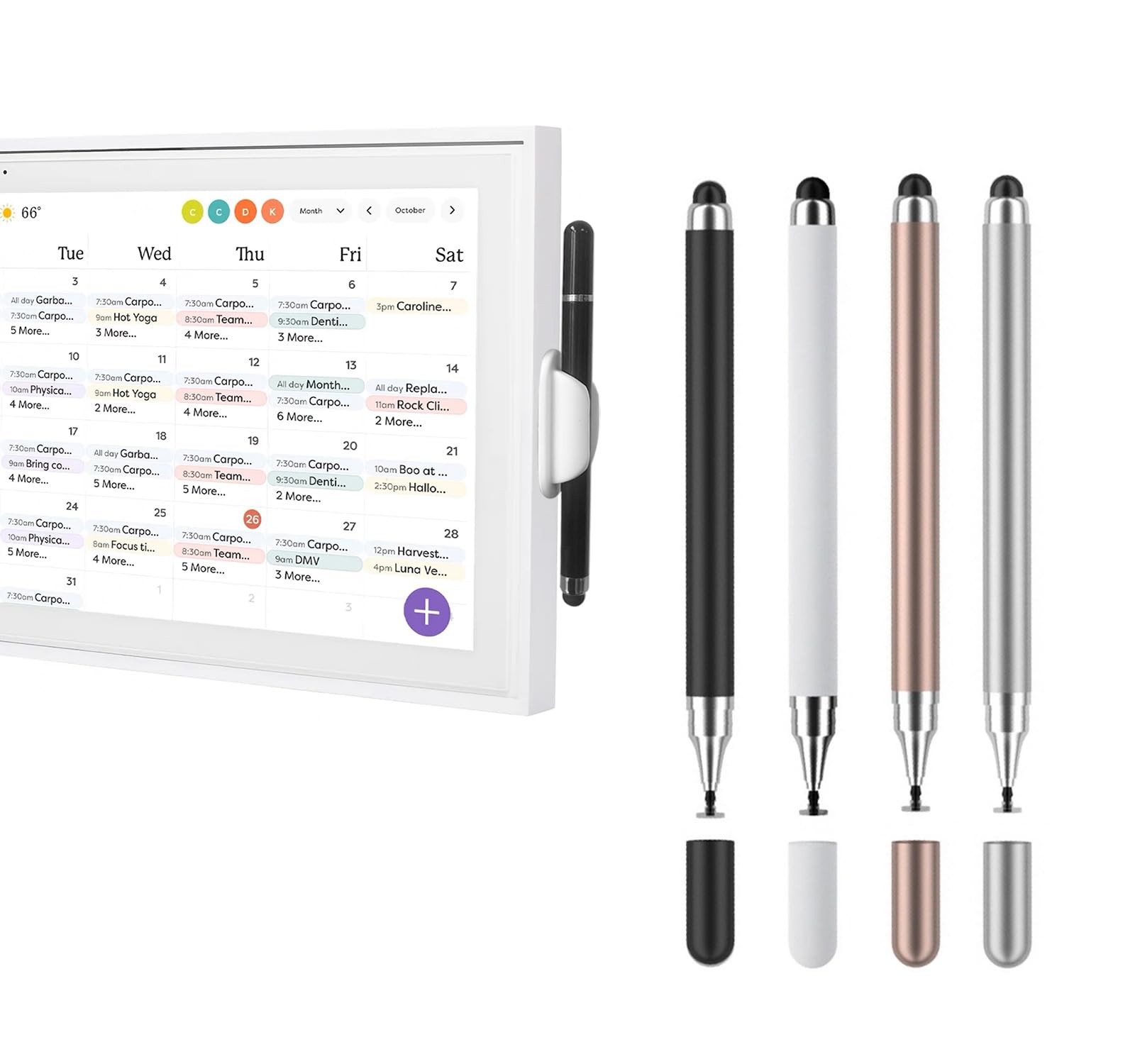 4 Pack Stylus Pens for Skylight Calendar Dual Tip Pen Holder Compatible