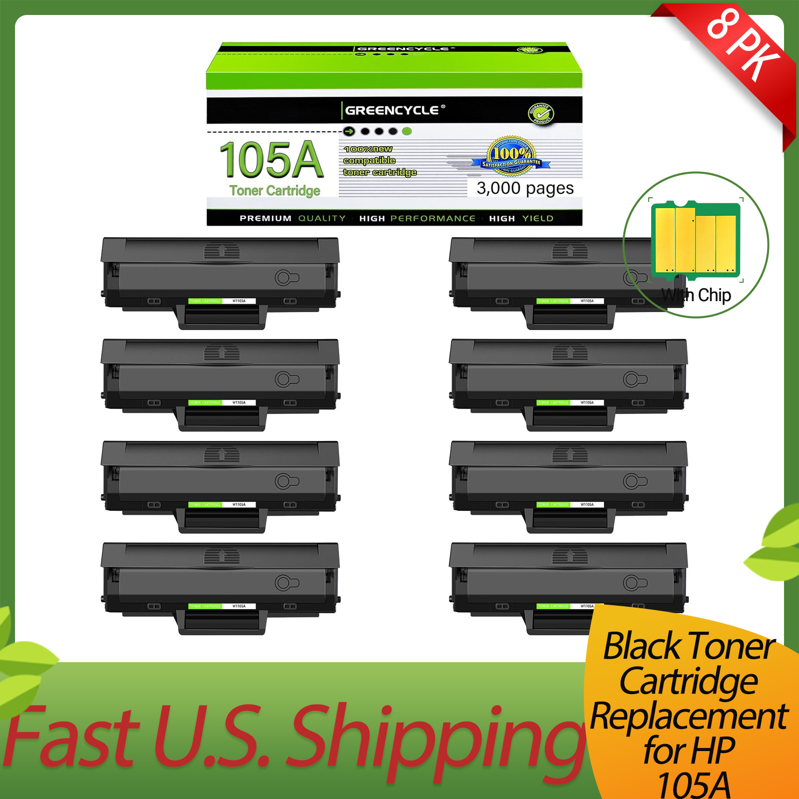 8 PK 105 W1105A High Yield Black Toner Compatible For HP to use for 135ag 135w