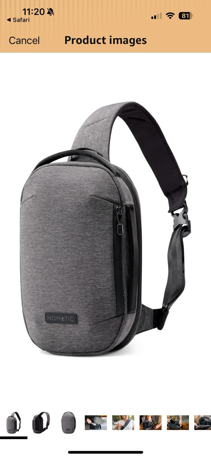 NOMATIC Navigator Sling Lite 6L Side Laptop Backpack Crossbody Grey/Black