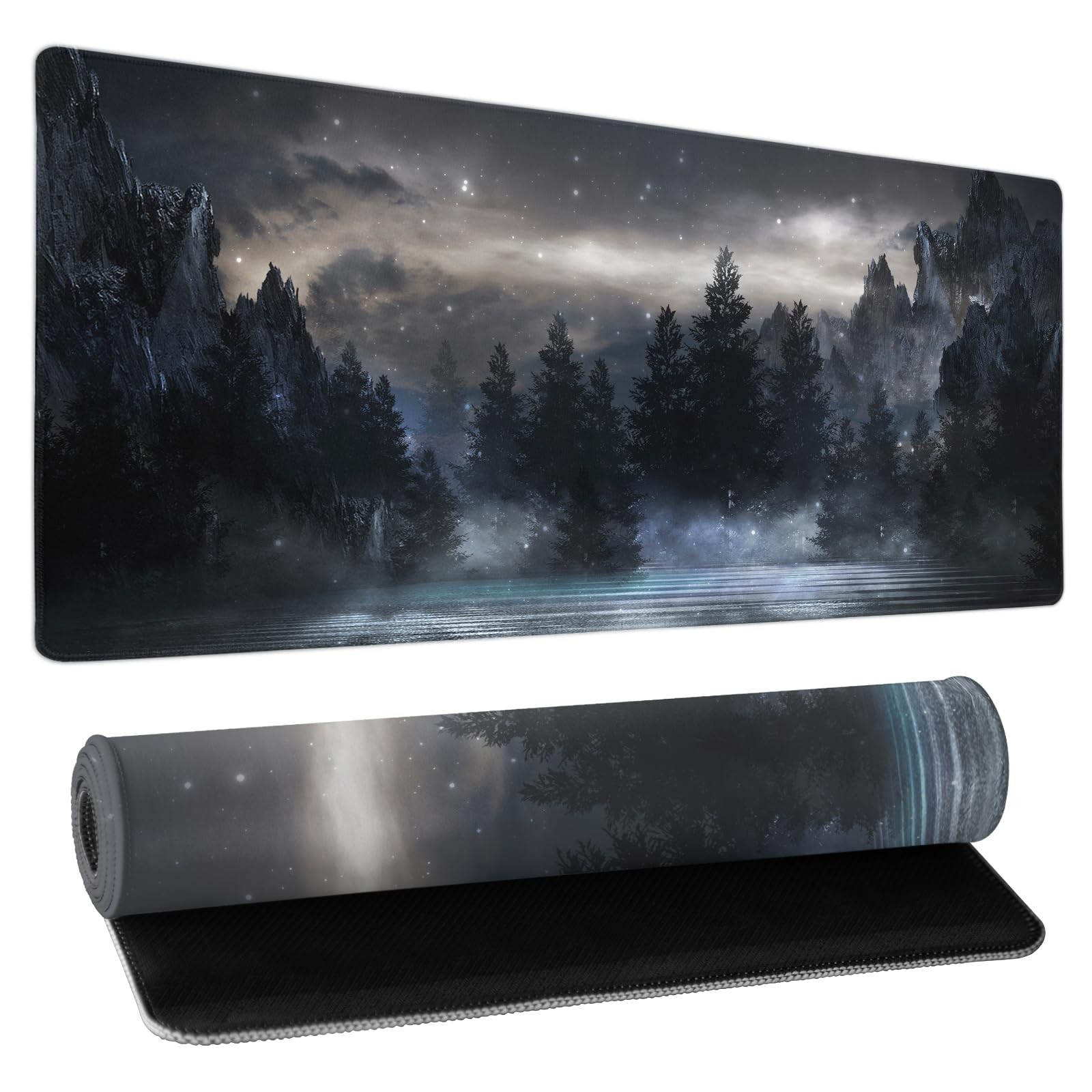 Forest Extra Large Black Gaming Mouse Pad NonSlip Rubber Giant Mountain Mouse...