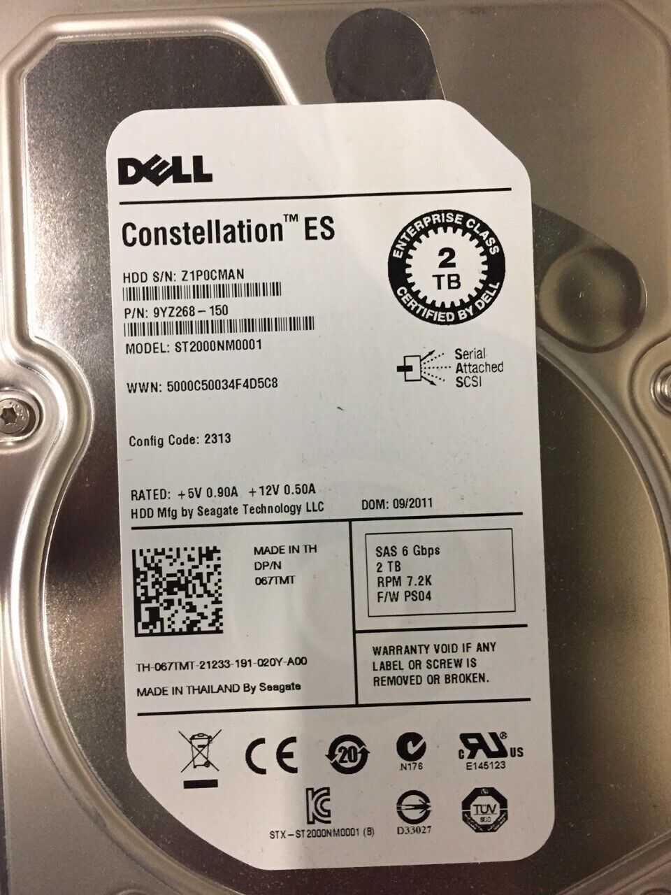 Dell PowerEdge 67TMT 2TB 7.2K 6G SAS 3.5