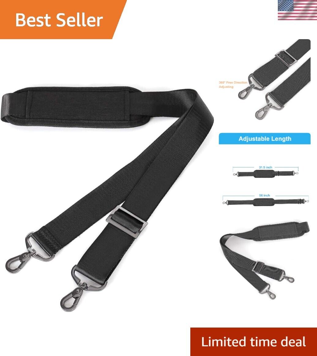 Durable Adjustable Replacement Strap for Bags - Comfort Padded with Metal Hooks