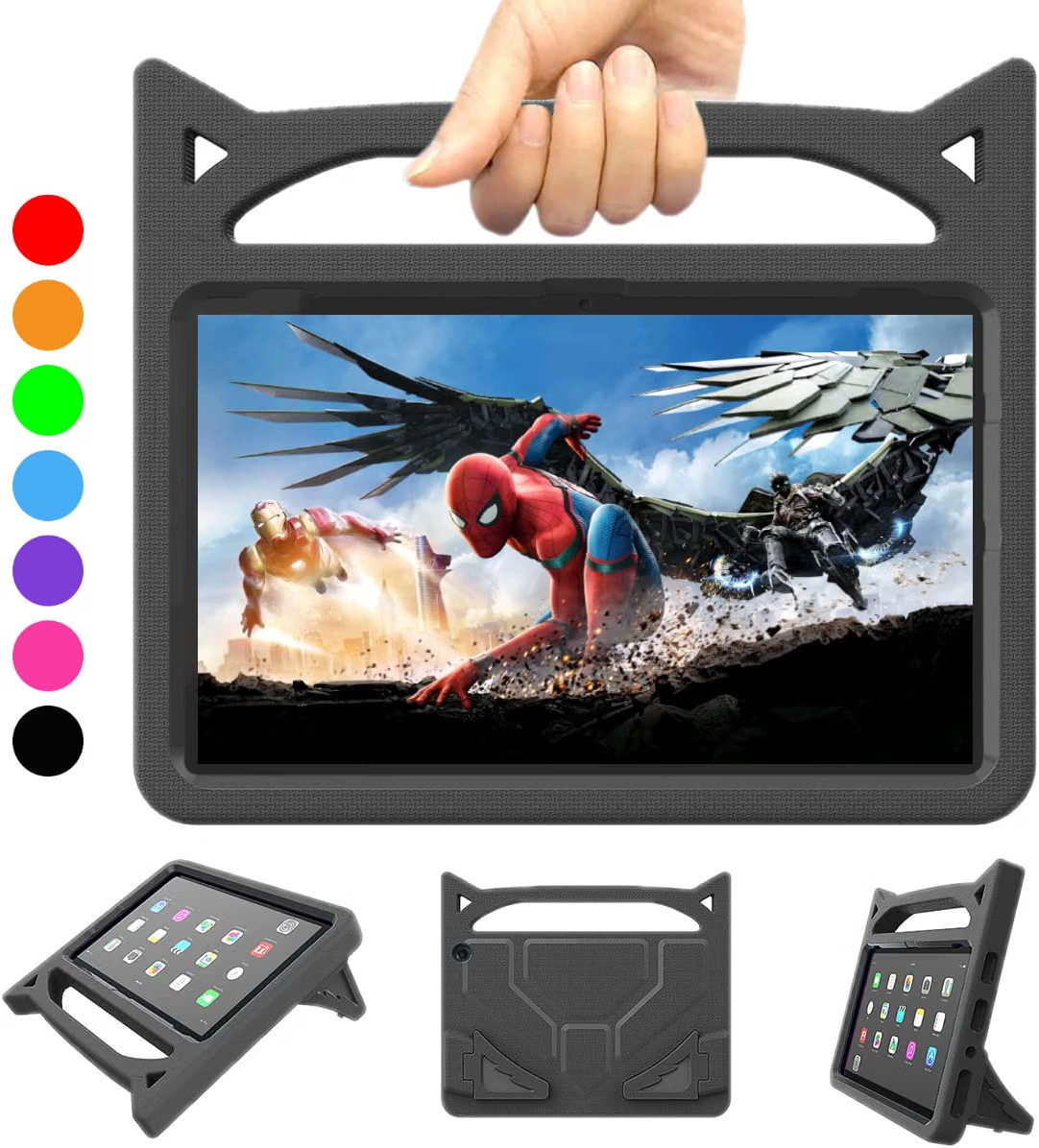Kids Friendly 10 Inch Tablet Case, Shock Proof Handle Stand, Lightweight Design