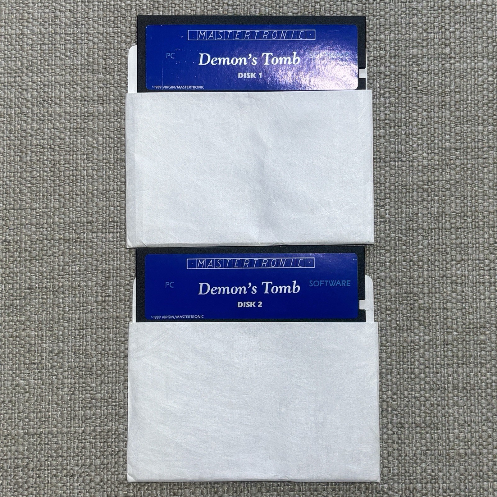 Vintage Demon's Tomb MS-DOS 5.25 Floppy Disks Set Disks 1/2 Virgin Mastertronic