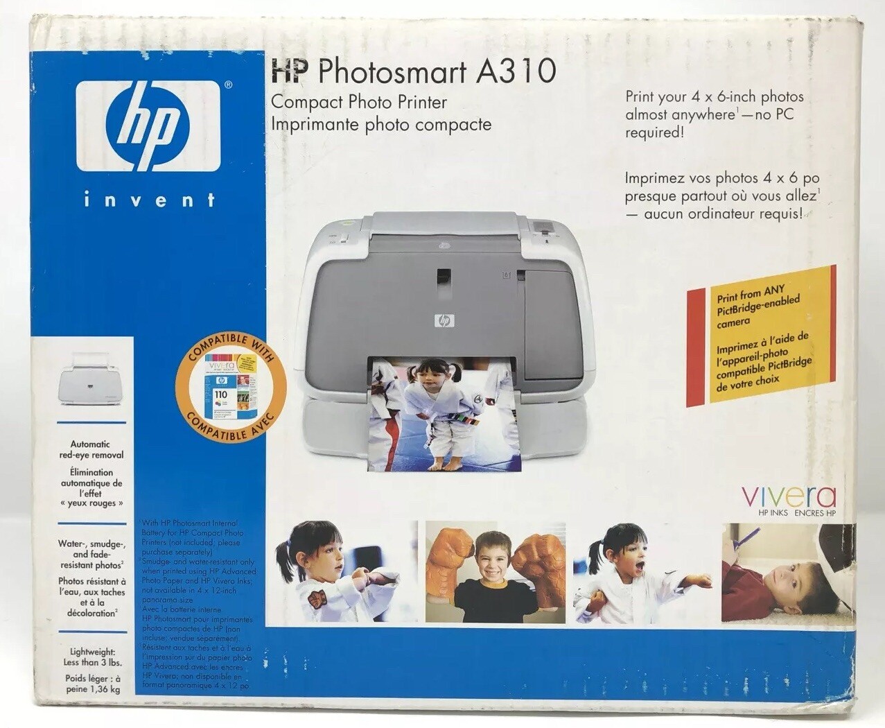 HP Photosmart A310 Digital Photo Inkjet Printer PictBridge 32MB USB Q8472A NEW