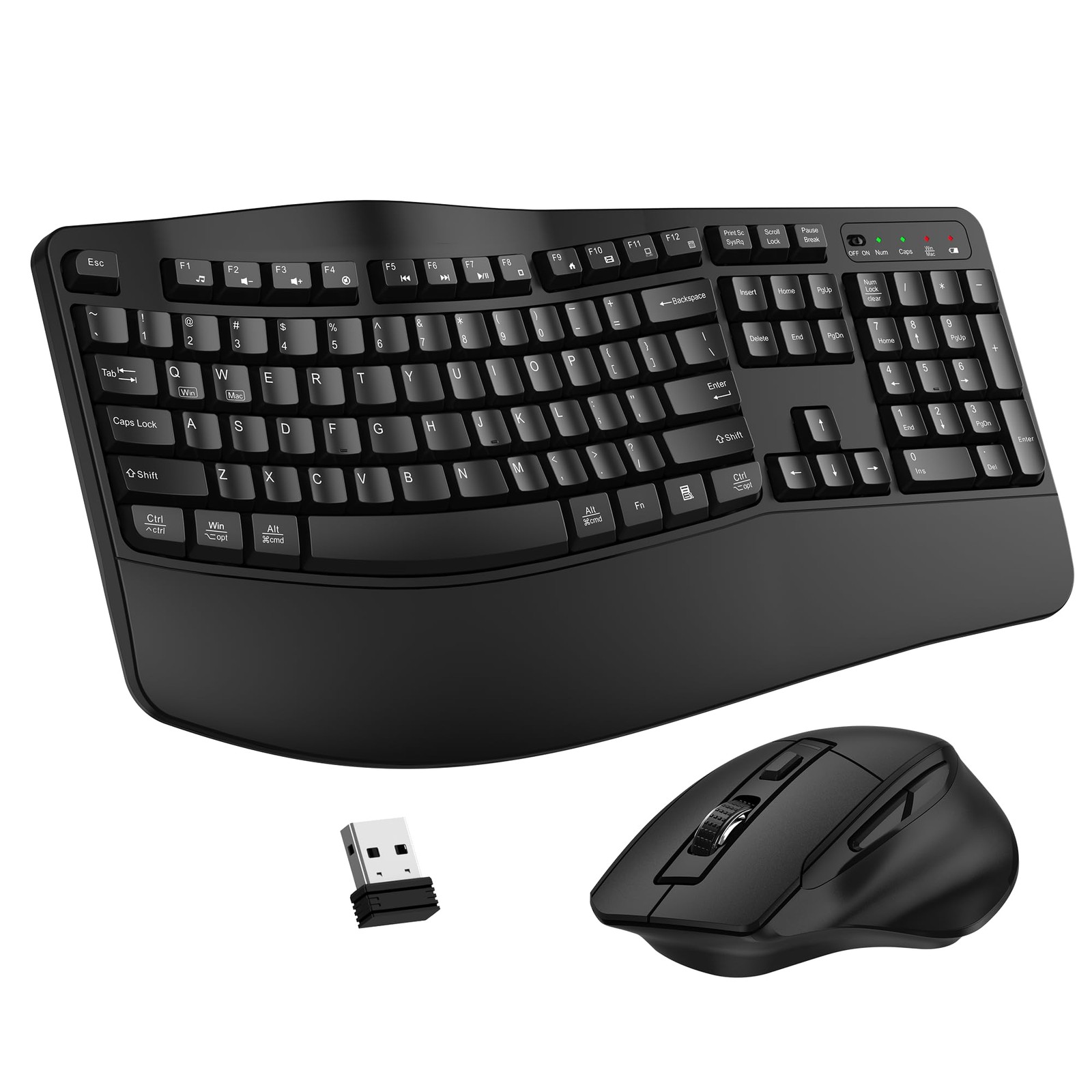 ULSOU Wireless Ergonomic Keyboard and Mouse Combo - Black Open Box